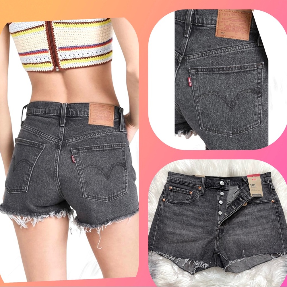 🌸NWT Levi’s 501 High Rise Black Denim Short size 27 for Women’s